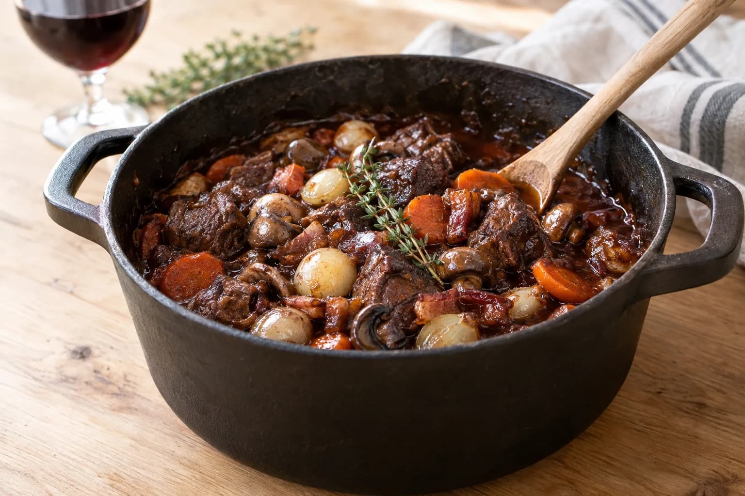 Bœuf bourguignon: Rindsragout in Burgunder