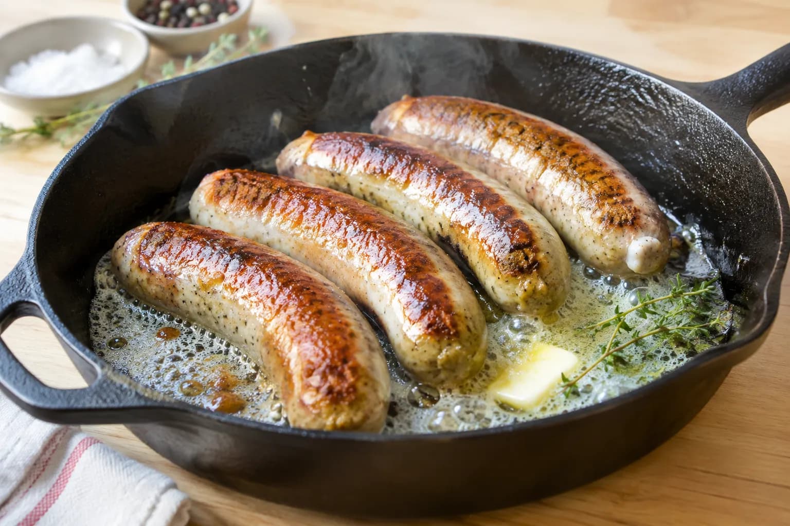 Bratwurst richtig braten: knusprig und saftig aus der Pfanne