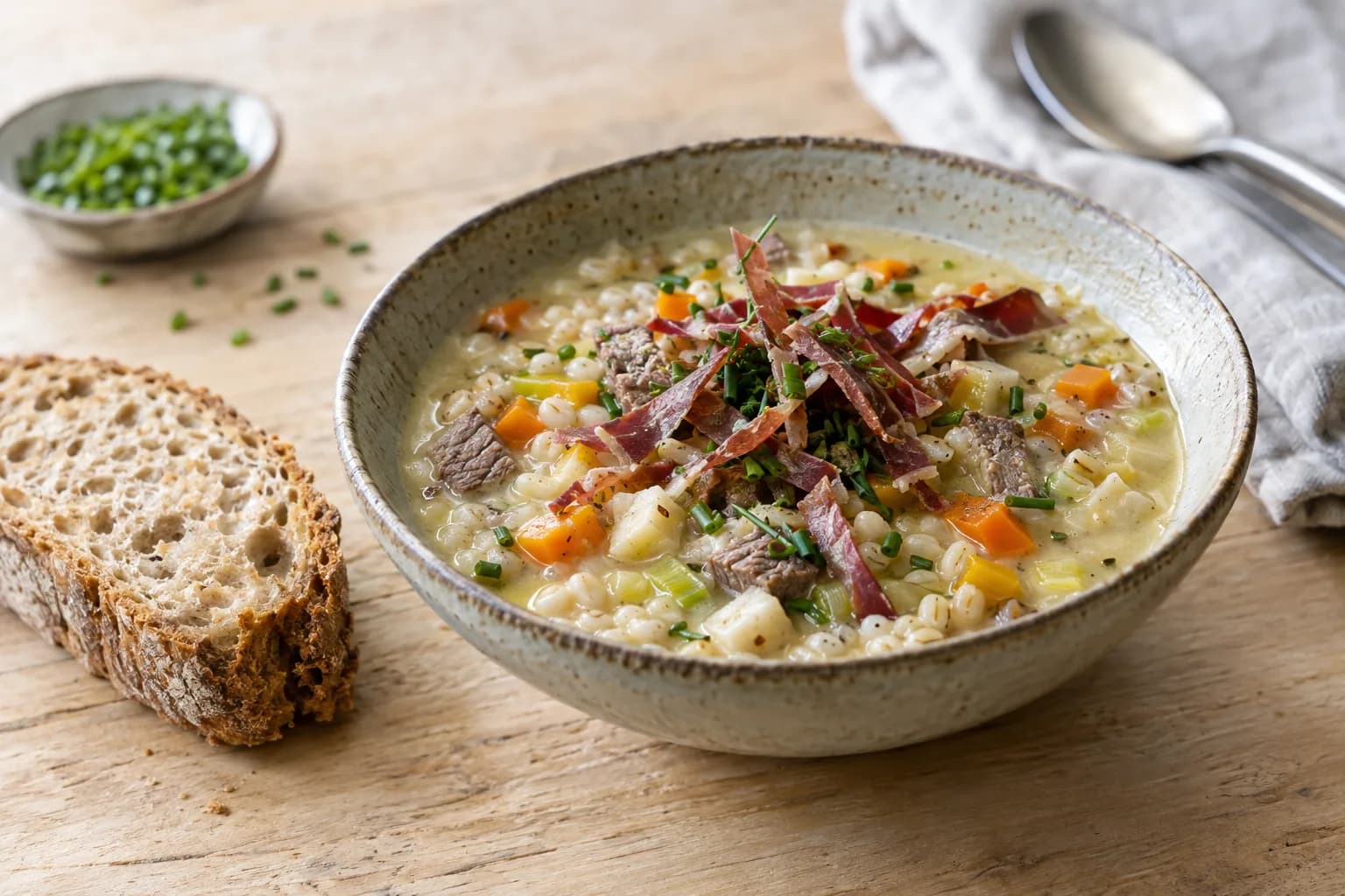 Bündner Gerstensuppe mit Rauchfleisch und Bündnerfleisch