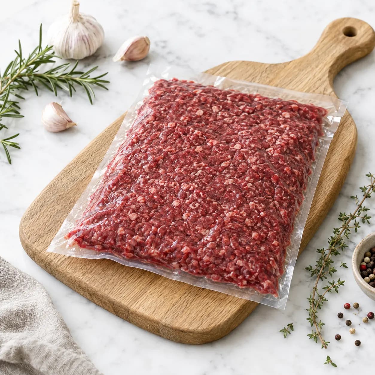 Hackfleisch flach im Gefrierbeutel