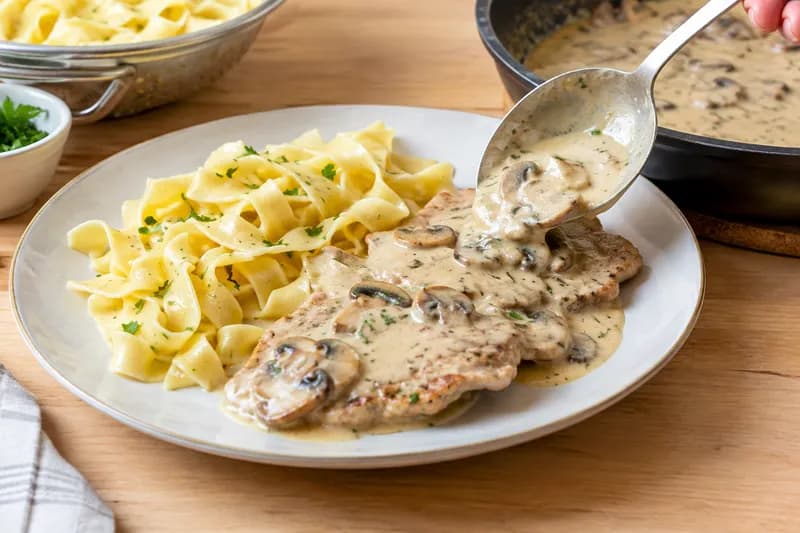 Rahmschnitzel servieren